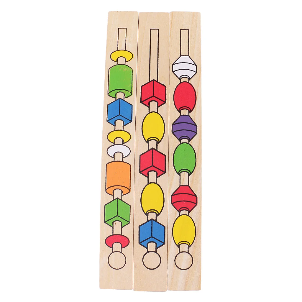 Montessori Early Wooden Toy Kids Child Stacking Beads Building Learning Toy Montessori Early Wooden Toy Kids Child Stacking Beads Building Learning Toy