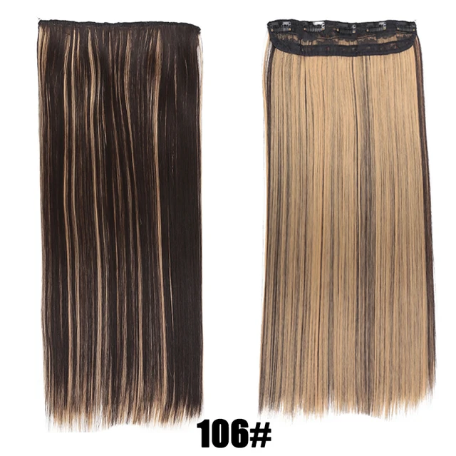 DIFEI Synthetic 24 Inch 5 Clip Long curly Women Clip in Hair Extensions Black Brown High Tempreture Hair Piece #33