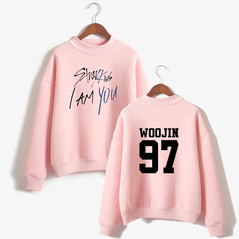 pink2 KPOP/комплект для детей с высоким воротником, бархатный свитер с длинными рукавами Молодежный Повседневный свободный весенне-осенний дропшиппинг - Цвет: pink2
