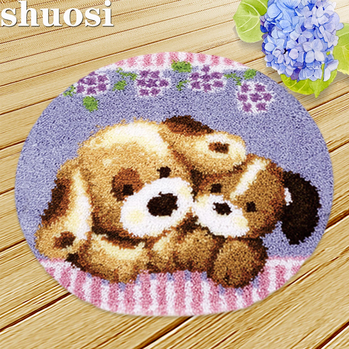 

Hook Rug Dog Needlework Crochet Carpet Kit Unfinished Crochet Carpet Embroidery Rug Handmade Floor Mat Carpet Living Room