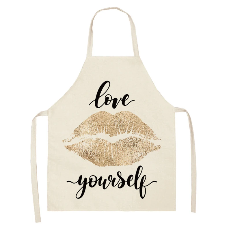 Creative Lips Women Men Kitchen Aprons Waterproof Cooking oil-proof Cotton Linen Antifouling Chef Apron Cleaning 68*55cm 0058