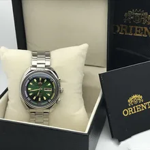 Orient-duplo leões relógio automático masculino mecânico inglês semana & data funções relógio luminoso de alta qualidade final relógios masculinos
