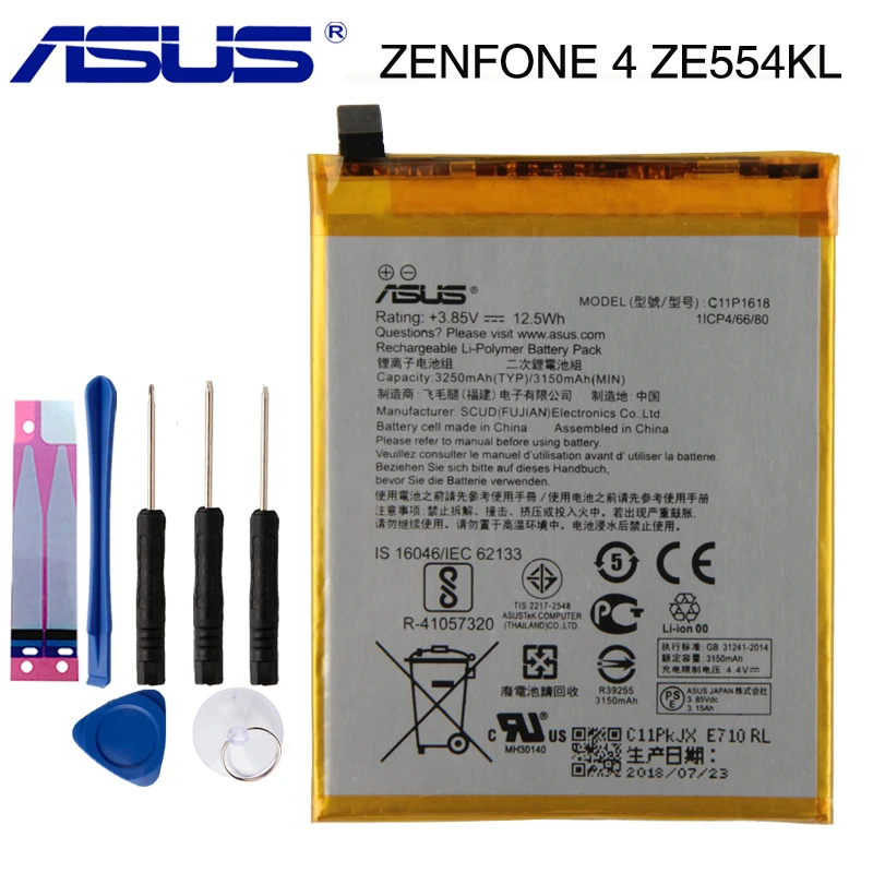 Оригинальный аккумулятор ASUS C11P1618 для Zenfone 4 Z01KD ZE554KL 3250 мАч|Аккумуляторы мобильных
