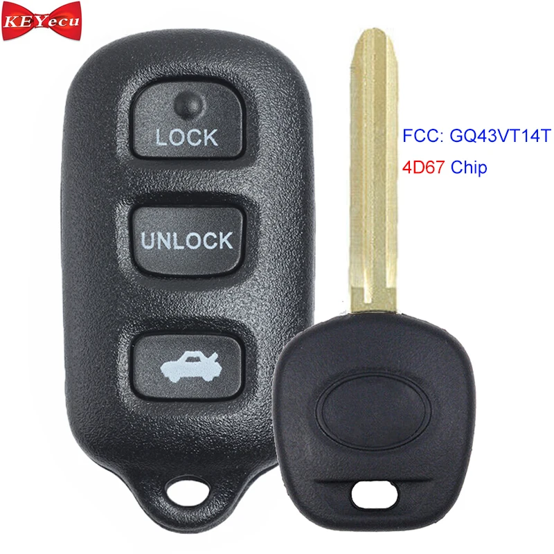KEYECU для Toyota Camry 2003 2004 2005 2006 дистанционный ключ-брелок от машины FCC, аддитивного цветового пространства: GQ43VT14T 4D67 чип