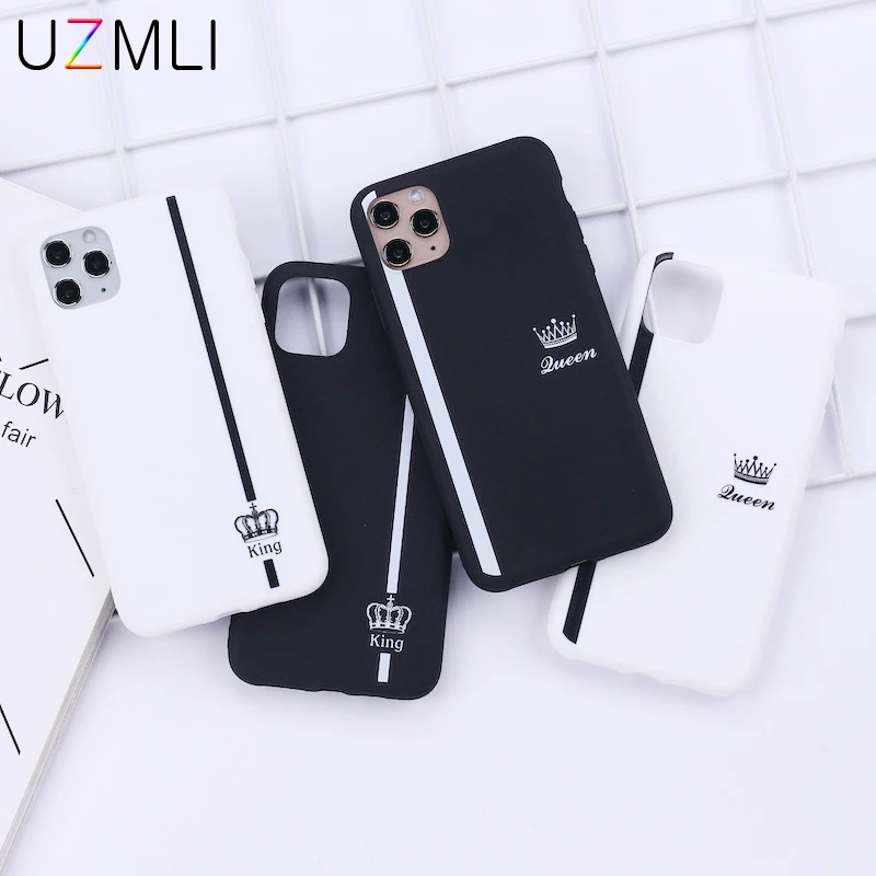 UZMLI King Queen Корона полосатый Lover матовая обувь на мягкой подошве Яркий чехол для iPhone