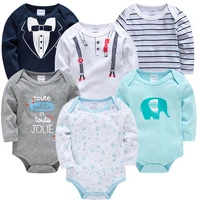 Kavkas 3 6 PCS/SET Baby Bodysuit 100% Cotton body bebe Girl Boy Clothes Cartoon Print Long Sleeve Autumn Winter Clothing 2
