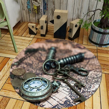 

Retro Clock Indoor Rugs Carpet Kid Play Crawling Carpets Flannnel Floormat Doormat Kids Chair Mat Round Area Rug Living Room