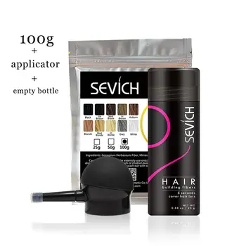 

sevich 100g hair building fibers refill bag 25g empty bottle applicator hair thickener fuller hair loss treatment 10 colours