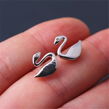 

New Silver Earrings Earrings Beautiful Simple Temperament Female Classic Love Swan Ear Jewelry
