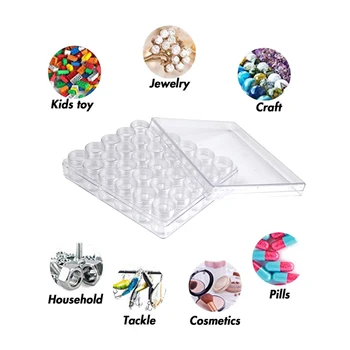 

30Pcs Empty Container Storage Jars Bead Storage Plastic Transparent Bottles For Nail Beads Jewelry Home Storage Box
