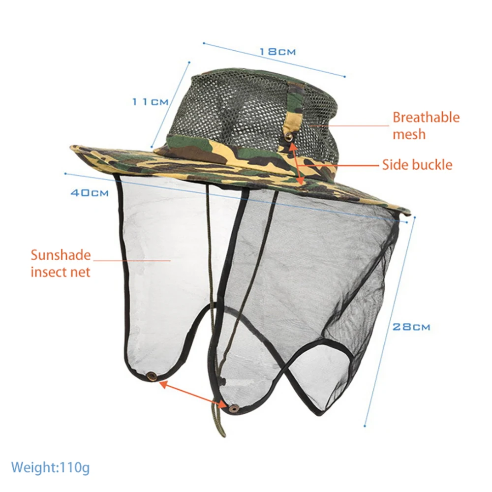 Camouflage Visor Mesh Breathable Anti-insect Net Neck Protector Fishing Cap