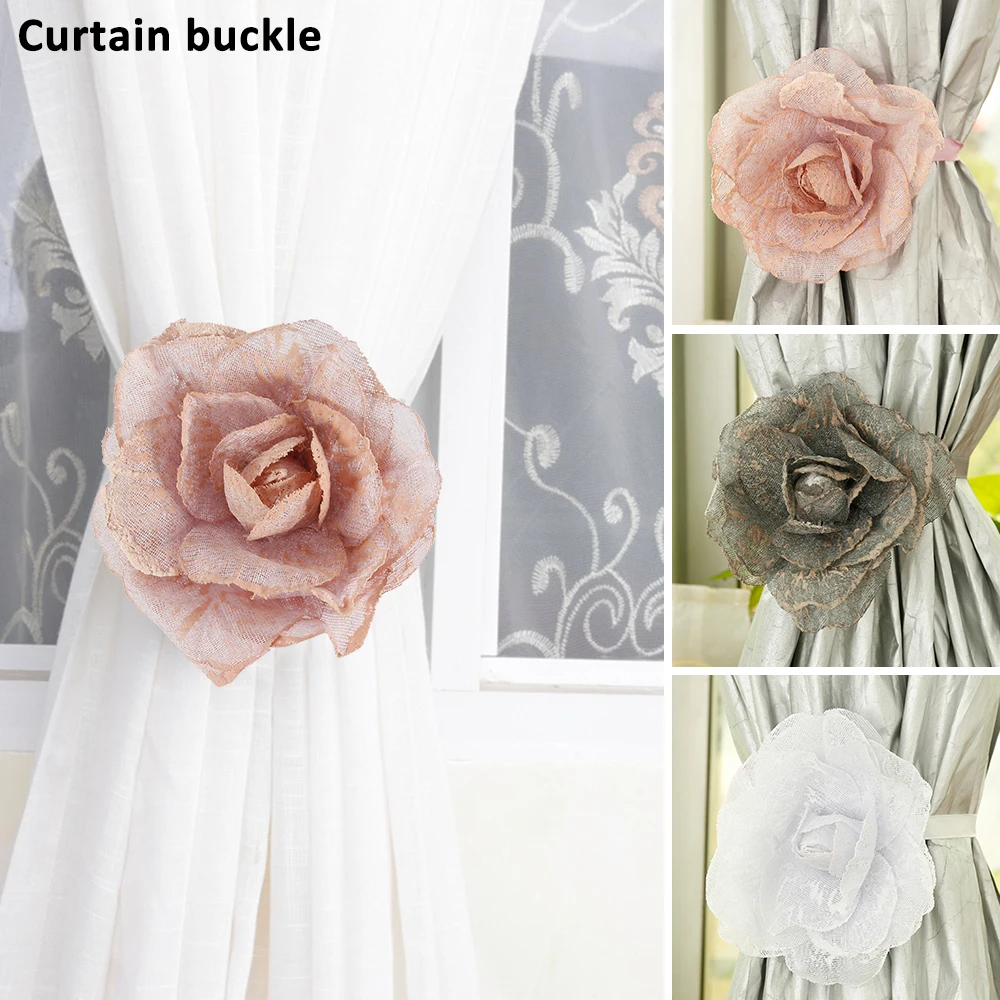 Curtain Buckle Flower Shape Curtains Tieback Magnet Curtains Buckle Magnetic Curtain Holder Strap Home Decor Curtain Accessories