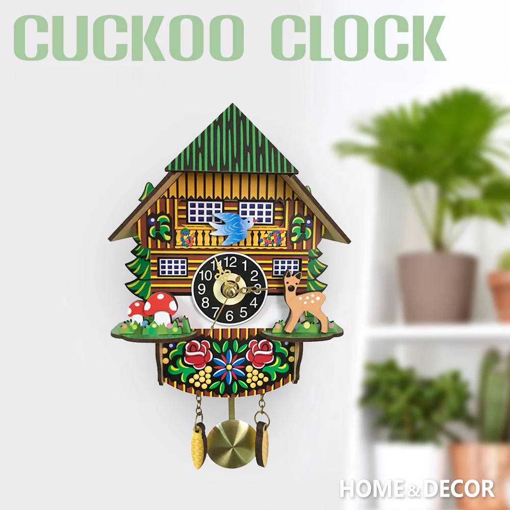 Винтаж деревянные настенные часы с кукушкой качающийся маятник традиционная деревянная подвесная ремесла, украшения для дома, ресторана Гостиная