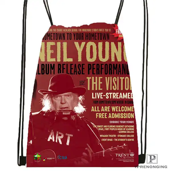 Drawstring Backpack Индивидуальная походная сумка на шнурке Neil Young, милый рюкзак для детей(черная спинка), 31x40 см#180531-04-65 - Цвет: Drawstring Backpack