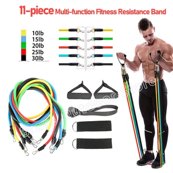 

11pcs Pull Rope Fitness Exercises Resistance Bands Set Training Yoga Band Home Gyms Workout Elastic Pull Rope Fitness Equipment