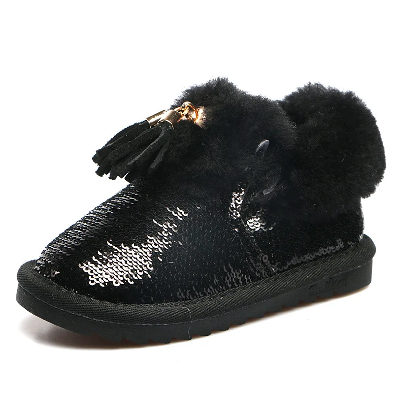 

2017 Winter Style New Style CHILDREN'S Shoes Children Large Cotton Boots Korean-style Girls Sequin Hair Mouth Bottom Tube Snow B