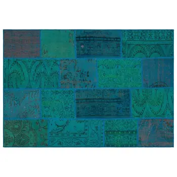 

Handmade Turquoise Vintage Overdyed Patchwork Area Rug 160x230 Cm-5'3''X7'7''