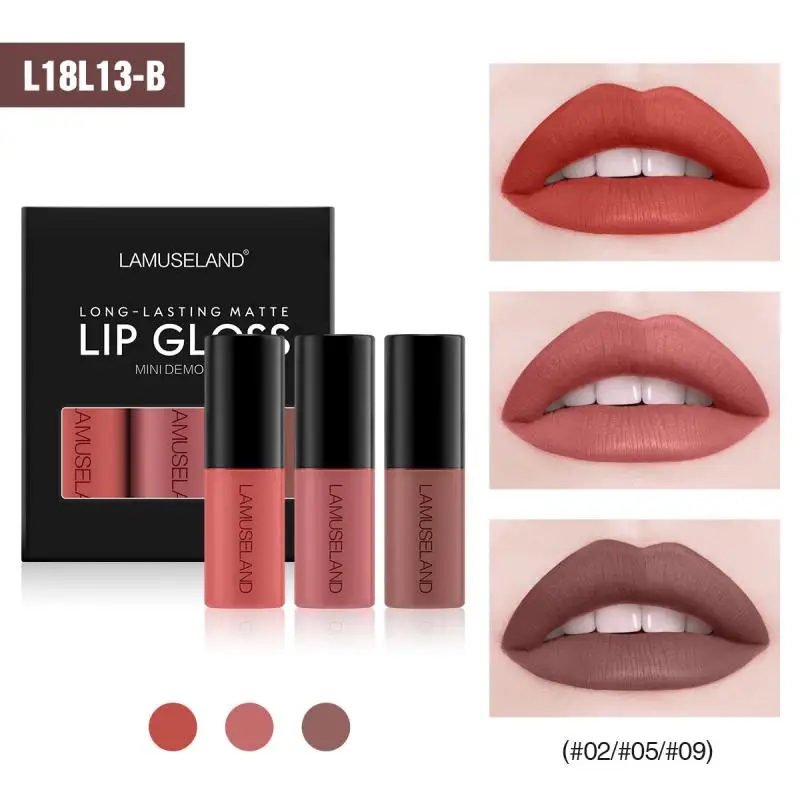 3 Pcs/set Lip Gloss Sample Matte Waterproof Long-lasting Non-stick Cup Lip Glaze 5 Styles Optional TSLM1 3 Pcs/set Lip Gloss Sample Matte Waterproof Long-lasting Non-stick Cup Lip Glaze 5 Styles Optional TSLM1