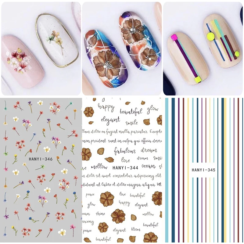 

Flowers Strip Tape 3D Nail Stickers Self-adhesive Paper Decals Transfer Sticker Nails Design DIY For Girls Nail Art Decoration