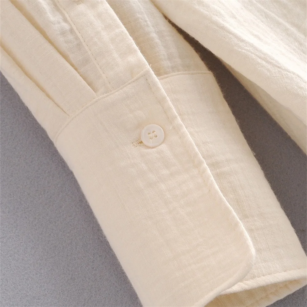 2020 summer new women's solid color lapel pocket decoration texture lazy casual loose version of the long shirt shirt