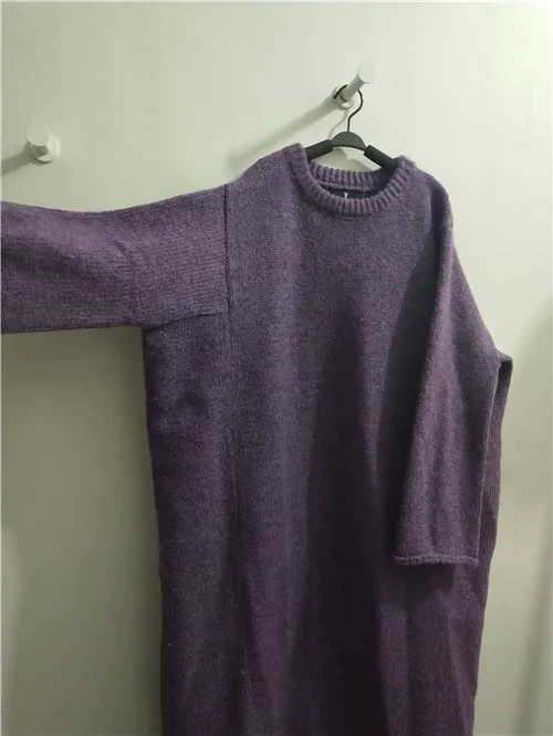 SuperAen длинный свитер с круглым вырезом для женщин, новинка, осенне-зимние модные женксие кофты, однотонная женская одежда