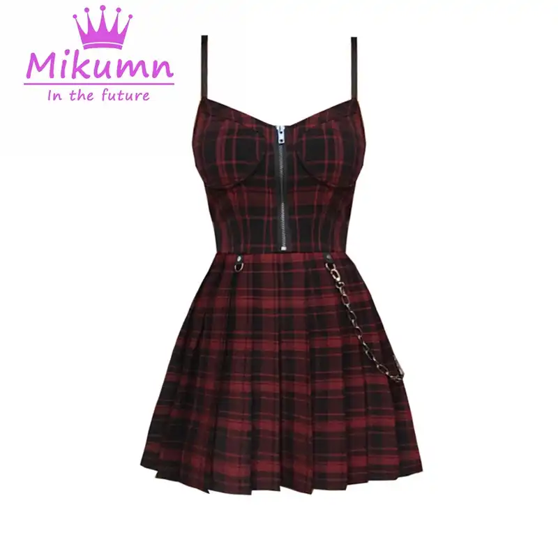 red tartan gothic dress