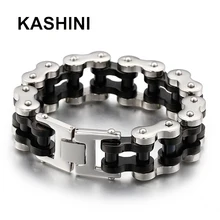 Горячая распродажа мужской браслет из нержавеющей стали в стиле панк 22 мм широкий черный браслет ювелирные изделия тяжелый мотоцикл велосипед цепь мужской подарок Шарм