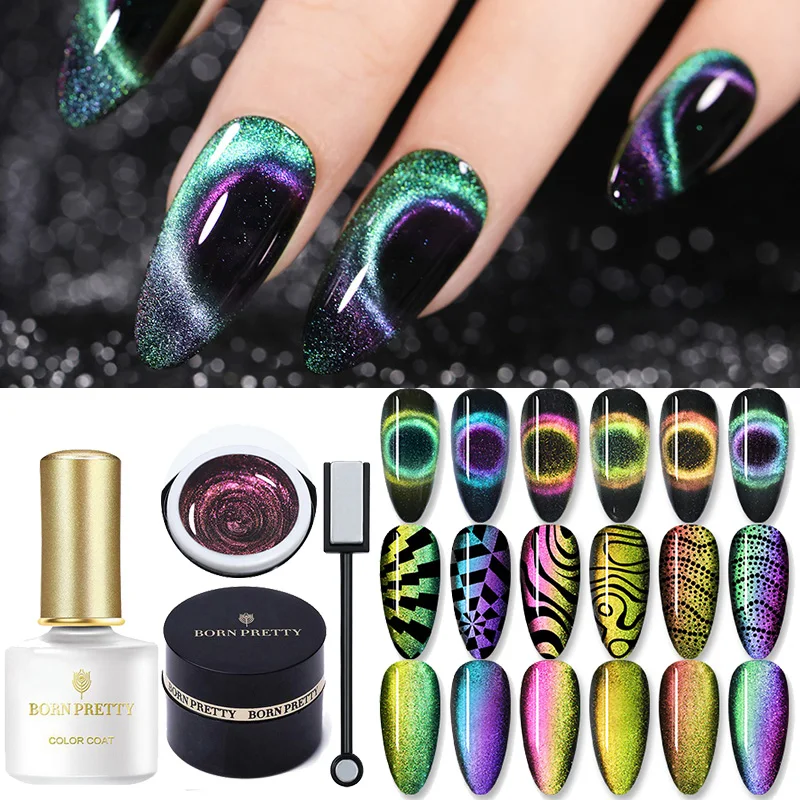 

BORN PRETTY 9D Cat Eye Gel Nail Polish Set Magnetic Gel Stamping Soak Off UV Gel Polish Chameleon Gel Lacquer Varnish Manicure