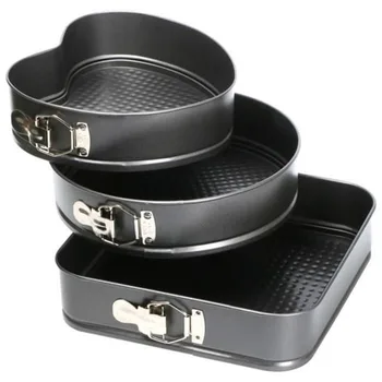 

3Pcs Mini Springform Pans Round Heart Square Shaped Cake Molds Non-Stick Springform Cake Pans