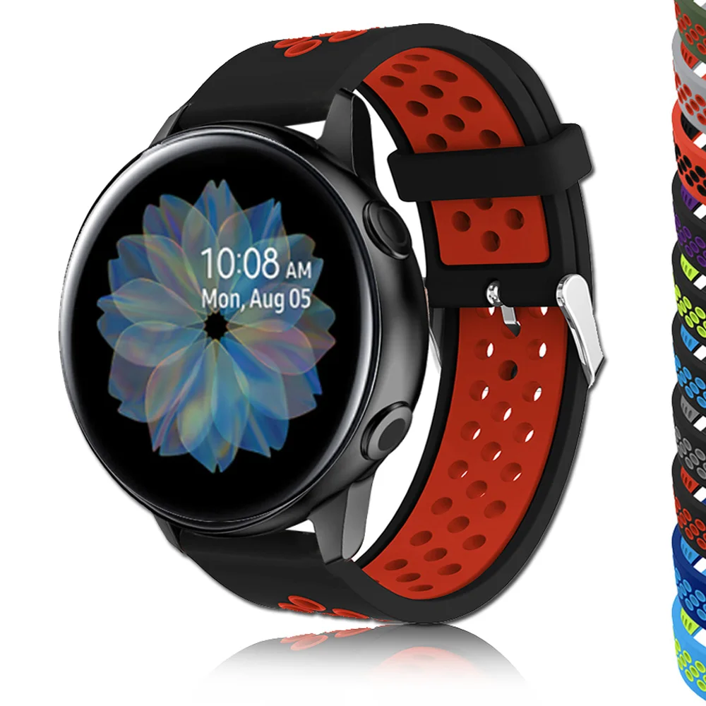 Ремешок силиконовый спортивный для Samsung Galaxy Watch Active 2 сменный Воздухопроницаемый