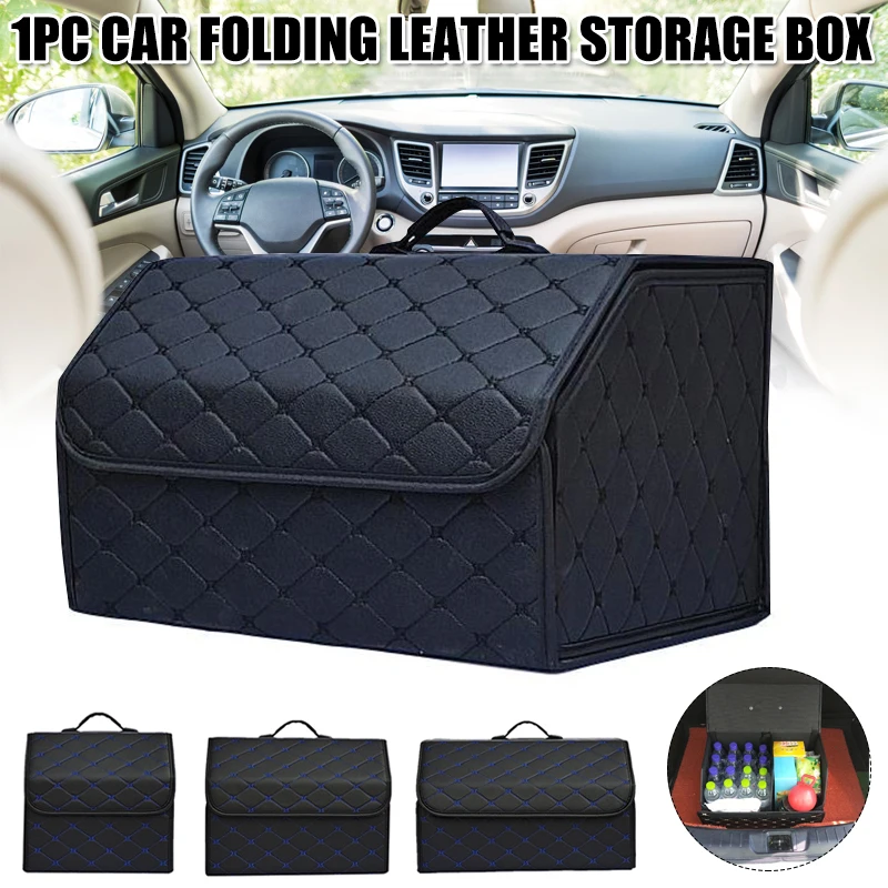 Car Storage Bag PU Leather Trunk Organizer Box Bags Folding Car Trunk Stowing Portable Boxes NJ88