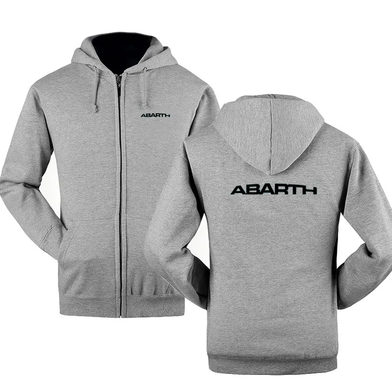 Осень-зима, толстовка на молнии с логотипом Abarth, Мужская Флисовая Куртка с капюшоном, худи на молнии - Цвет: Серый