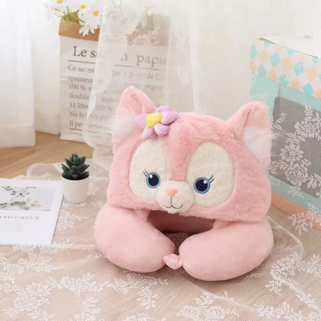 U-shaped Pillow Hoodie Travel Neck Pillow For Sleep Kawaii Anime LinaBell Hooded Pillows For Airplane Cartoon Pink Fox Gifts 2