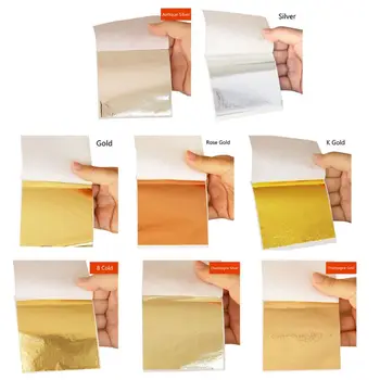 

100Pcs Imitation Gold Sliver Copper Foil Papers Leaf Leaves Sheets Foil Paper Gilding Craft Resin Jewelry Making Filling