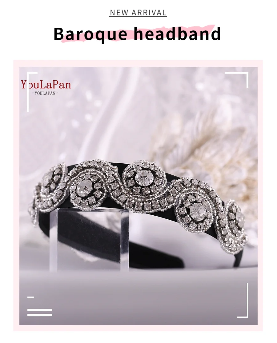 Youpapan S10-FG, новая мода, свадебные украшения для волос, барокко, лента для волос, серебряная повязка на голову, стразы, свадебная тиара