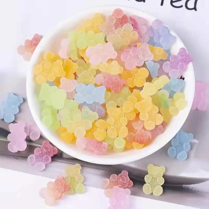 

30PCS SET Sugar Bear Nail Art Decoration 3D Kawaii Gradient Gummy Ornaments 6 Color Jelly Cute Nail Charms Accessories 12*18mm