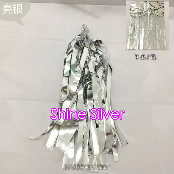 5pcs silver tassels Неоновые стикеры набор синий цвет вечерние украшения надувные шары толстые жемчужные металлические шары из латекса гелиевый шарик из фольги поставки - Цвет: 5pcs silver tassels