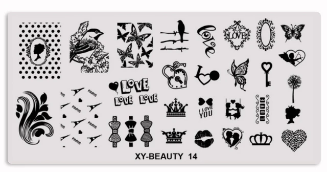1 Pcs Mixed Design Line Animals Stainless Steel Nail Stamping Plates Rectangular Image Template DIY Manicure Stencils Tools XY-BE 14