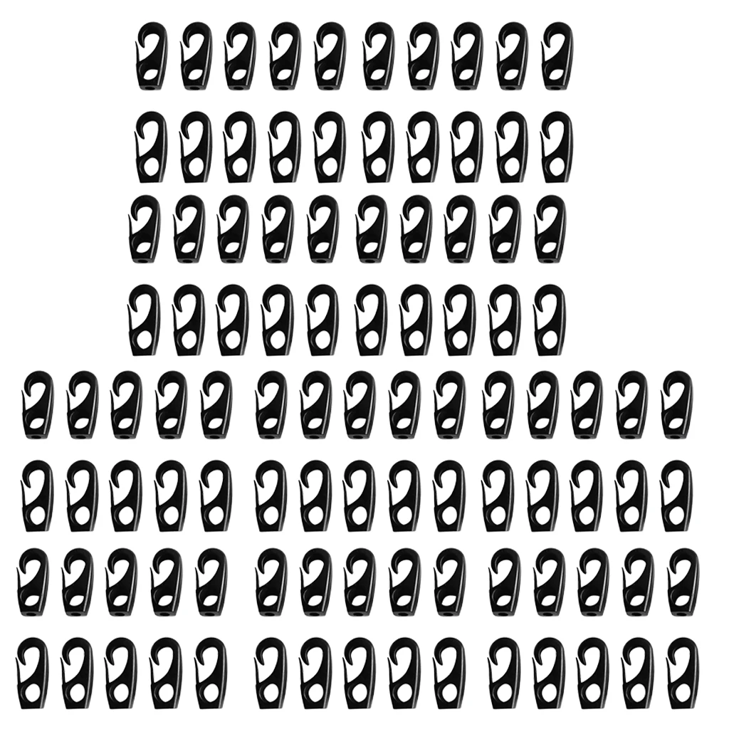 100 Pcs Plastic Bungee Shock Cord Hook Snap Hooks for 7mm Elastic Rope Strapping Tape, Strong