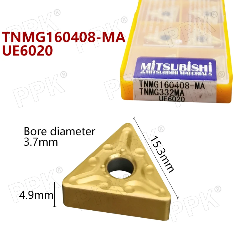 

TNMG160408 MA UE6020 10pcs TNMG 160408 Carbide insert Lathe cutter Tools external turning tool solid carbide inser