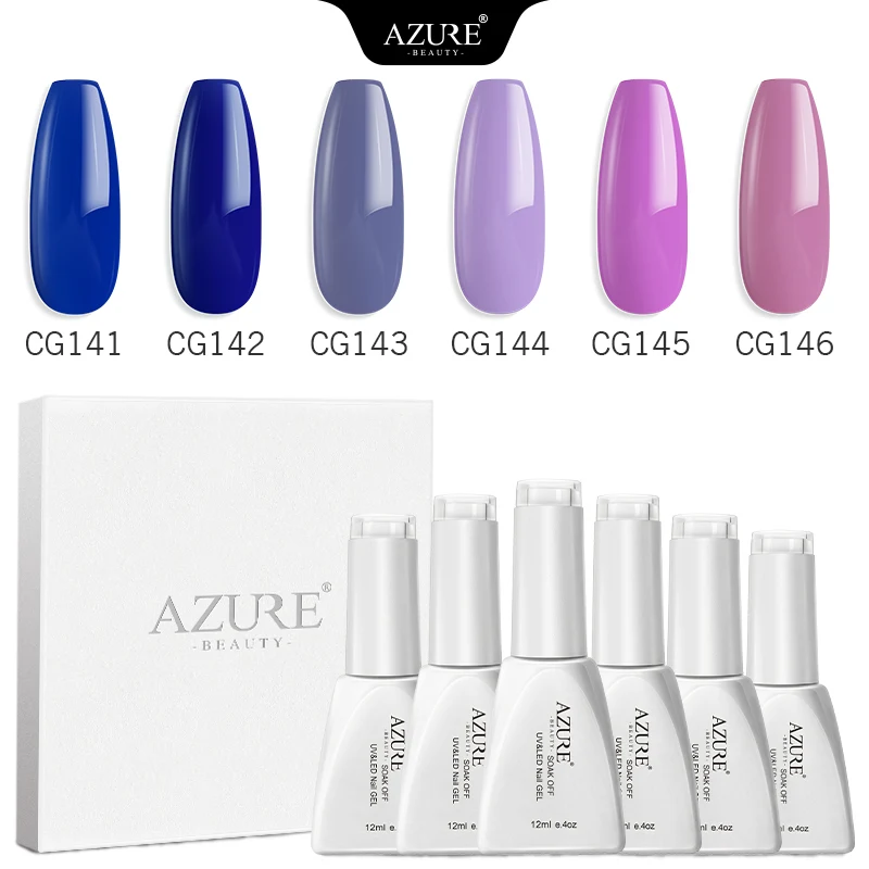 SET 09 Azure beauty, 6 шт./лот, Гель-лак для ногтей, блестящая Рождественская серия, цветной гель, Полупостоянный УФ-гель, набор для ногтей, впитывающий УФ/светодиодный гель - Цвет: SET 09