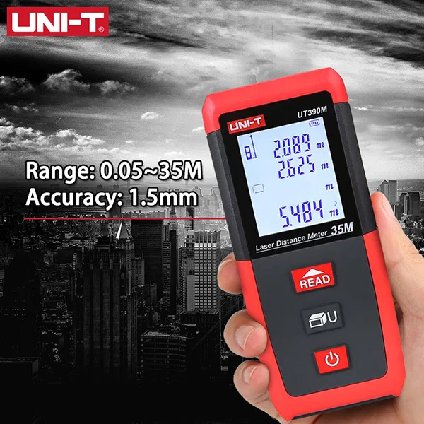 UNI-T лазерный дальномер 40 м 100 м цифровой дальномер UT390B+ UT393+ Электронная трена Лазерная Лента с измерением уровня линейка тест - Цвет: 35m