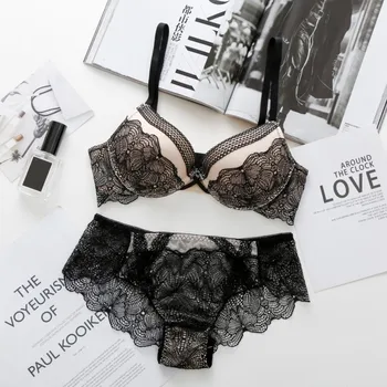 

LIVA GIRL Lace Floral Underwear Suits Women Push Up Padded Lingerie Sets Intimates Set Bras + Panties Size 32-38 3/4 Cup