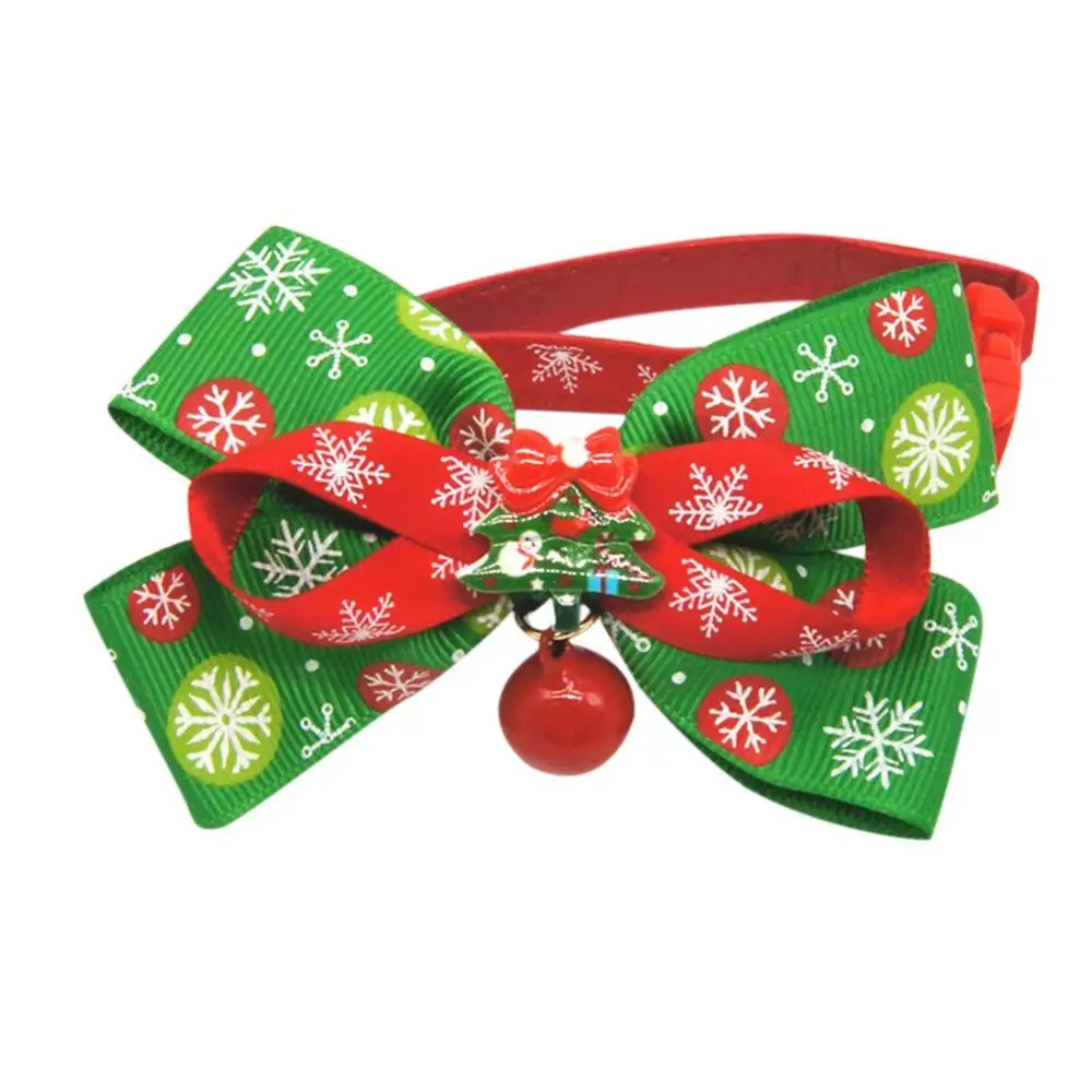 Рождественский ошейник для питомца, красный и черный хлопковый ошейник для питомца, набор с галстуком-бабочкой, колокольчиком, щенком, кошкой, ожерельем, товары для ухода за домашними животными - Цвет: D