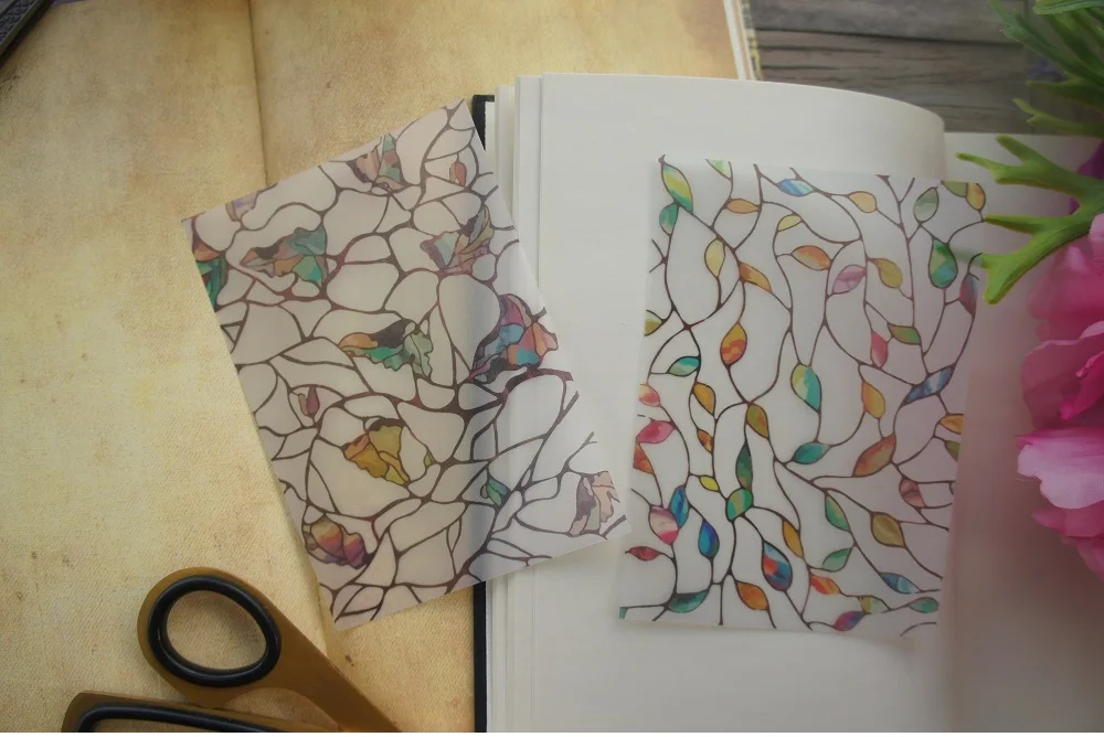 30 шт цветные стеклянные листья растение окно дизайн полупрозрачная бумага креативная крафт бумага фон Скрапбукинг подарок использование