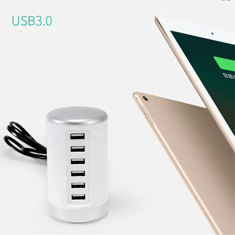 Многопортовое USB цилиндрическое быстрое зарядное устройство универсальное 6 USB настольное зарядное устройство для мобильных телефонов док-станция для телефонов планшетов Kindle