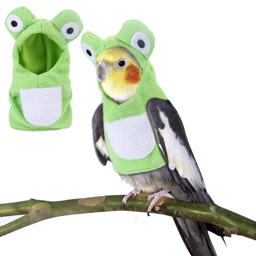 Ropa divertida con de rana para loros, disfraz de invierno, con capucha, accesorios para mascotas, periquito, cacatúa|Adiestramiento de pájaros| -