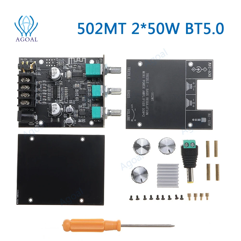 Плата усилителя сабвуфера 502MT 2*50 Вт bluetooth 5 0 2 каналов | Электроника