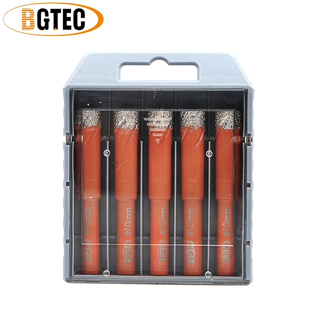 BGTEC 5pcs/set 10mm Dry Vacuum Brazed diamond drill bits Round shank drilling bits for ceramie tile granite glass