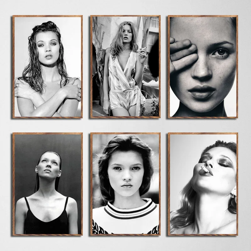 Kate Moss супер модель звезда Мода сексуальная B& W искусство холст живопись плакат настенный домашний декор